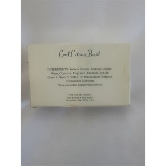 Vtg Bath & Body Works COOL CITRUS‎ BASIL moisture-rich cleansing bar soap 2.0 Oz - Picture 2 of 2